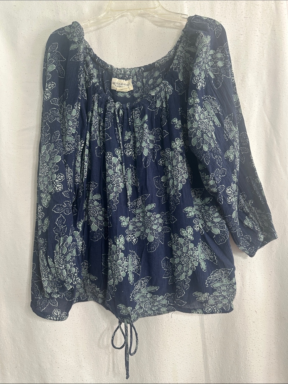 Ralph Lauren Navy Peasant Tunic with Mint Floral